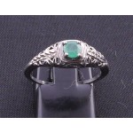 Silver Filagree Emerald Ring